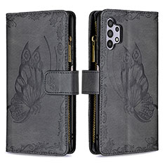 Handytasche Stand Schutzhülle Flip Leder Hülle Schmetterling B03F für Samsung Galaxy A32 5G Schwarz