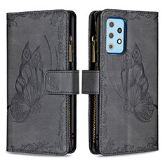 Handytasche Stand Schutzhülle Flip Leder Hülle Schmetterling B03F für Samsung Galaxy A52 4G Schwarz