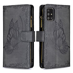 Handytasche Stand Schutzhülle Flip Leder Hülle Schmetterling B03F für Samsung Galaxy A71 5G Schwarz