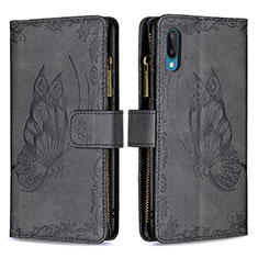 Handytasche Stand Schutzhülle Flip Leder Hülle Schmetterling B03F für Samsung Galaxy M02 Schwarz