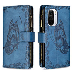 Handytasche Stand Schutzhülle Flip Leder Hülle Schmetterling B03F für Xiaomi Mi 11X 5G Blau