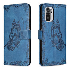 Handytasche Stand Schutzhülle Flip Leder Hülle Schmetterling B03F für Xiaomi Poco M5S Blau
