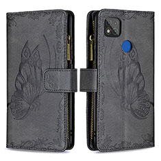 Handytasche Stand Schutzhülle Flip Leder Hülle Schmetterling B03F für Xiaomi Redmi 9C Schwarz