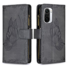 Handytasche Stand Schutzhülle Flip Leder Hülle Schmetterling B03F für Xiaomi Redmi K40 Pro+ Plus 5G Schwarz