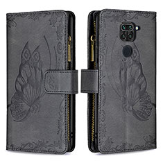 Handytasche Stand Schutzhülle Flip Leder Hülle Schmetterling B03F für Xiaomi Redmi Note 9 Schwarz