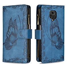 Handytasche Stand Schutzhülle Flip Leder Hülle Schmetterling B03F für Xiaomi Redmi Note 9S Blau