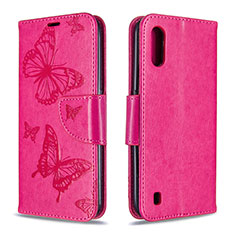 Handytasche Stand Schutzhülle Flip Leder Hülle Schmetterling B13F für Samsung Galaxy A01 SM-A015 Pink