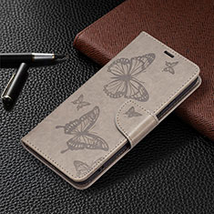 Handytasche Stand Schutzhülle Flip Leder Hülle Schmetterling B13F für Samsung Galaxy S21 Plus 5G Grau