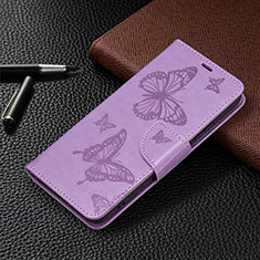Handytasche Stand Schutzhülle Flip Leder Hülle Schmetterling B13F für Samsung Galaxy S21 Plus 5G Helles Lila
