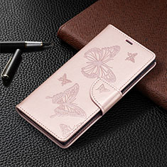 Handytasche Stand Schutzhülle Flip Leder Hülle Schmetterling B13F für Samsung Galaxy S23 Ultra 5G Gold