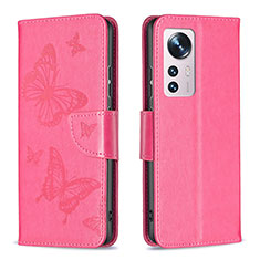 Handytasche Stand Schutzhülle Flip Leder Hülle Schmetterling B13F für Xiaomi Mi 12S Pro 5G Pink