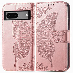 Handytasche Stand Schutzhülle Flip Leder Hülle Schmetterling für Google Pixel 7 5G Rosegold