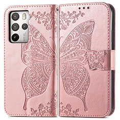 Handytasche Stand Schutzhülle Flip Leder Hülle Schmetterling für HTC U23 5G Rosegold