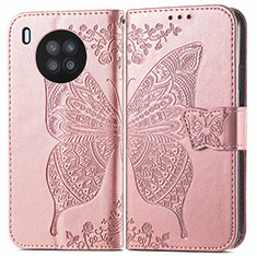 Handytasche Stand Schutzhülle Flip Leder Hülle Schmetterling für Huawei Honor 50 Lite Rosegold