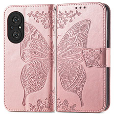 Handytasche Stand Schutzhülle Flip Leder Hülle Schmetterling für Huawei Honor 50 SE 5G Rosegold