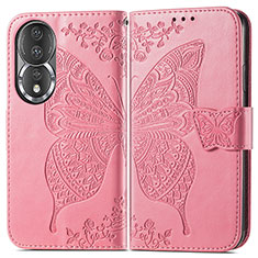 Handytasche Stand Schutzhülle Flip Leder Hülle Schmetterling für Huawei Honor 80 5G Pink