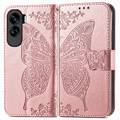 Handytasche Stand Schutzhülle Flip Leder Hülle Schmetterling für Huawei Honor 90 Lite 5G Rosegold