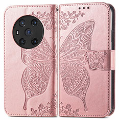 Handytasche Stand Schutzhülle Flip Leder Hülle Schmetterling für Huawei Honor Magic3 5G Rosegold