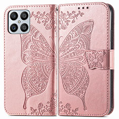 Handytasche Stand Schutzhülle Flip Leder Hülle Schmetterling für Huawei Honor X8 4G Rosegold