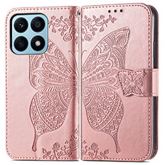 Handytasche Stand Schutzhülle Flip Leder Hülle Schmetterling für Huawei Honor X8a 4G Rosegold