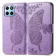 Handytasche Stand Schutzhülle Flip Leder Hülle Schmetterling für Huawei Honor X8a 5G Helles Lila