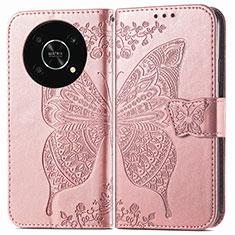 Handytasche Stand Schutzhülle Flip Leder Hülle Schmetterling für Huawei Honor X9 5G Rosegold