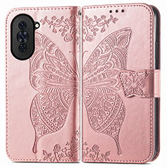 Handytasche Stand Schutzhülle Flip Leder Hülle Schmetterling für Huawei Nova 10 Pro Rosegold