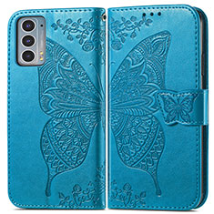 Handytasche Stand Schutzhülle Flip Leder Hülle Schmetterling für Motorola Moto Edge 20 5G Blau