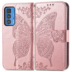 Handytasche Stand Schutzhülle Flip Leder Hülle Schmetterling für Motorola Moto Edge 20 Pro 5G Rosa