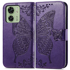 Handytasche Stand Schutzhülle Flip Leder Hülle Schmetterling für Motorola Moto Edge (2023) 5G Violett