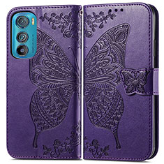 Handytasche Stand Schutzhülle Flip Leder Hülle Schmetterling für Motorola Moto Edge 30 5G Violett