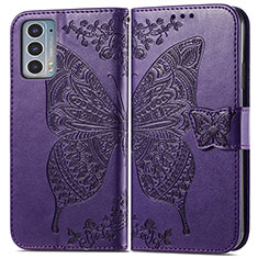Handytasche Stand Schutzhülle Flip Leder Hülle Schmetterling für Motorola Moto Edge Lite 5G Violett