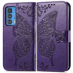 Handytasche Stand Schutzhülle Flip Leder Hülle Schmetterling für Motorola Moto Edge S Pro 5G Violett