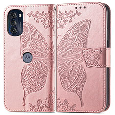 Handytasche Stand Schutzhülle Flip Leder Hülle Schmetterling für Motorola Moto G 5G (2022) Rosa