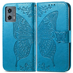 Handytasche Stand Schutzhülle Flip Leder Hülle Schmetterling für Motorola Moto G 5G (2023) Blau