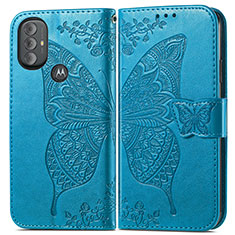 Handytasche Stand Schutzhülle Flip Leder Hülle Schmetterling für Motorola Moto G Power (2022) Blau