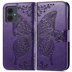 Handytasche Stand Schutzhülle Flip Leder Hülle Schmetterling für Motorola Moto G14 Violett