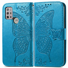 Handytasche Stand Schutzhülle Flip Leder Hülle Schmetterling für Motorola Moto G20 Blau
