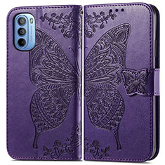 Handytasche Stand Schutzhülle Flip Leder Hülle Schmetterling für Motorola Moto G31 Violett