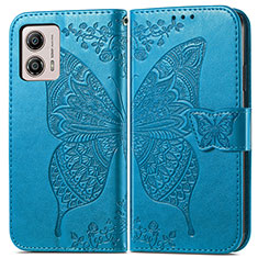 Handytasche Stand Schutzhülle Flip Leder Hülle Schmetterling für Motorola Moto G53 5G Blau