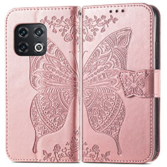 Handytasche Stand Schutzhülle Flip Leder Hülle Schmetterling für OnePlus 10 Pro 5G Rosegold