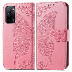 Handytasche Stand Schutzhülle Flip Leder Hülle Schmetterling für Oppo A56 5G Pink