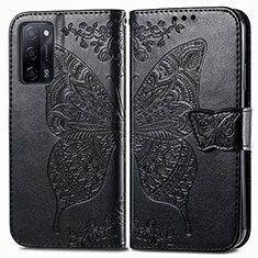 Handytasche Stand Schutzhülle Flip Leder Hülle Schmetterling für Oppo A56 5G Schwarz