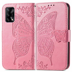Handytasche Stand Schutzhülle Flip Leder Hülle Schmetterling für Oppo A74 4G Pink