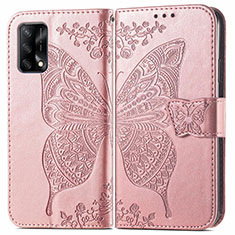 Handytasche Stand Schutzhülle Flip Leder Hülle Schmetterling für Oppo A74 4G Rosa