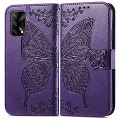 Handytasche Stand Schutzhülle Flip Leder Hülle Schmetterling für Oppo A74 4G Violett