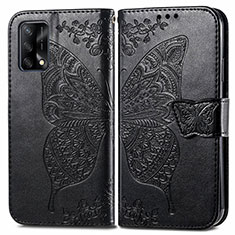 Handytasche Stand Schutzhülle Flip Leder Hülle Schmetterling für Oppo A95 4G Schwarz