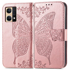 Handytasche Stand Schutzhülle Flip Leder Hülle Schmetterling für Oppo F21 Pro 4G Rosa