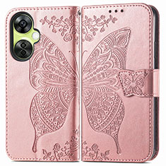 Handytasche Stand Schutzhülle Flip Leder Hülle Schmetterling für Oppo K11x 5G Rosegold