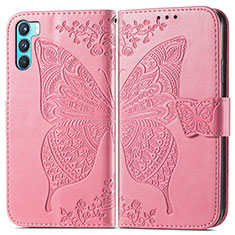 Handytasche Stand Schutzhülle Flip Leder Hülle Schmetterling für Oppo K9 Pro 5G Pink